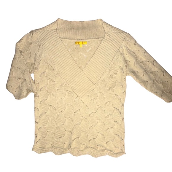 Catherine Malandrino | 3/4 Sleeve Knit V-Neck Pullover Sweater - Size L - Picture 4 of 7